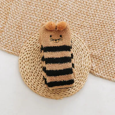 Japanese Mori Girl Knee Socks – Animal Modeling Striped Thigh-High Winter Socks