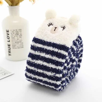 Japanese Mori Girl Knee Socks – Animal Modeling Striped Thigh-High Winter Socks