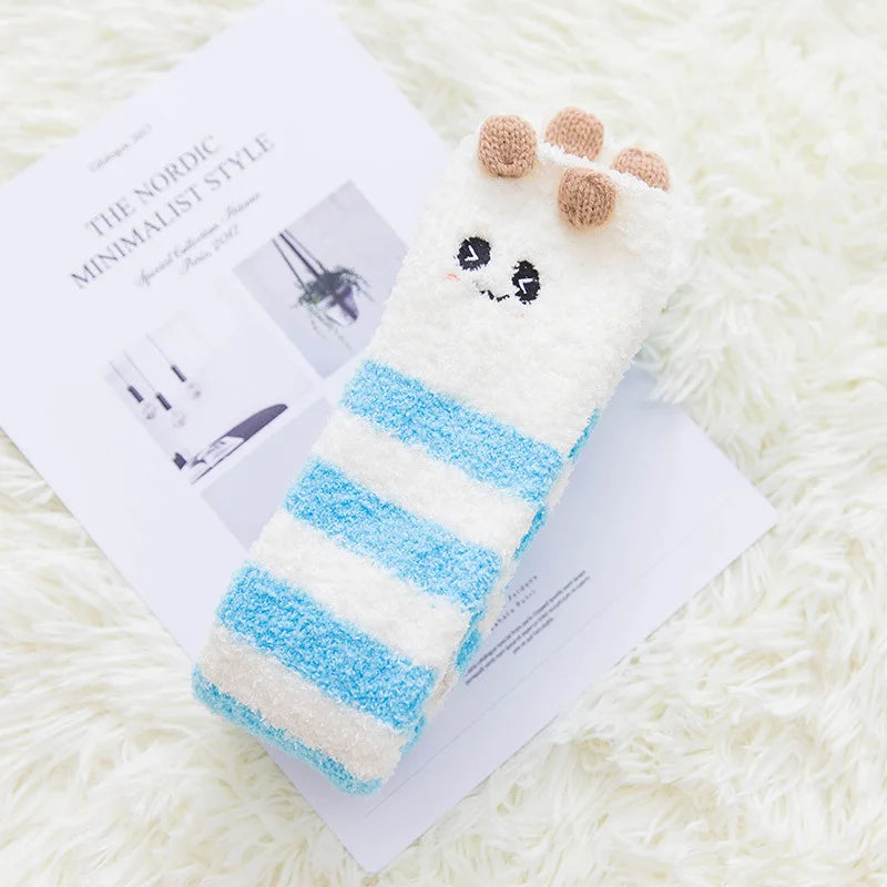 Japanese Mori Girl Knee Socks – Animal Modeling Striped Thigh-High Winter Socks