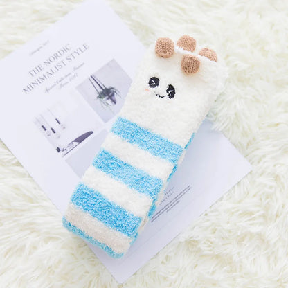 Japanese Mori Girl Knee Socks – Animal Modeling Striped Thigh-High Winter Socks