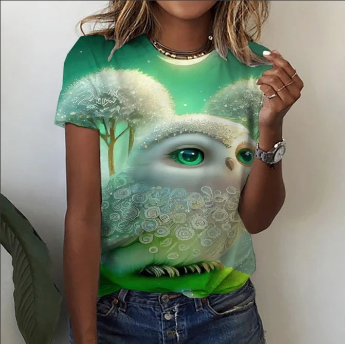Women’s Cartoon Print T-Shirt – Harajuku Vintage Y2K Short Sleeve Tee