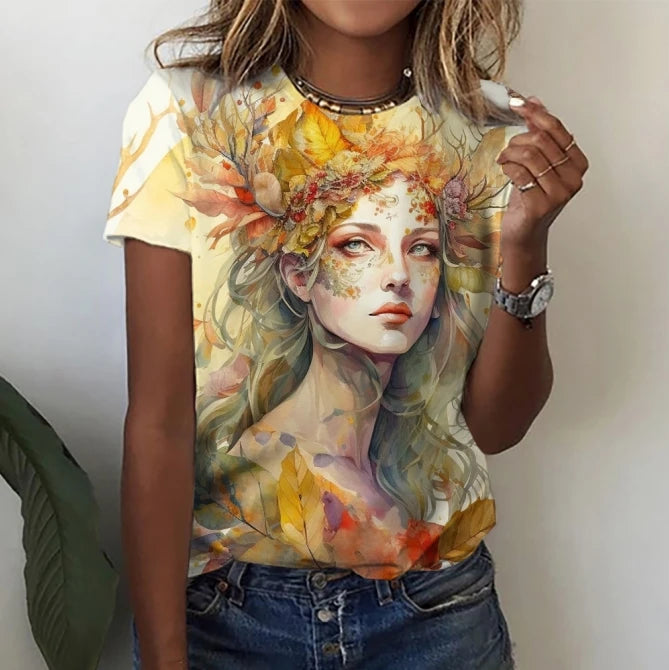 Women’s Cartoon Print T-Shirt – Harajuku Vintage Y2K Short Sleeve Tee