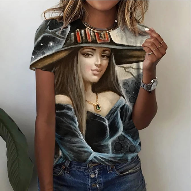 Women’s Cartoon Print T-Shirt – Harajuku Vintage Y2K Short Sleeve Tee
