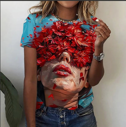 Women’s Cartoon Print T-Shirt – Harajuku Vintage Y2K Short Sleeve Tee