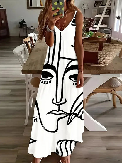 Women’s Summer Bohemian Suspender Skirt – A-Line Loose Casual Beach Dress