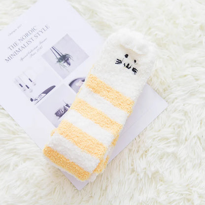 Japanese Mori Girl Knee Socks – Animal Modeling Striped Thigh-High Winter Socks