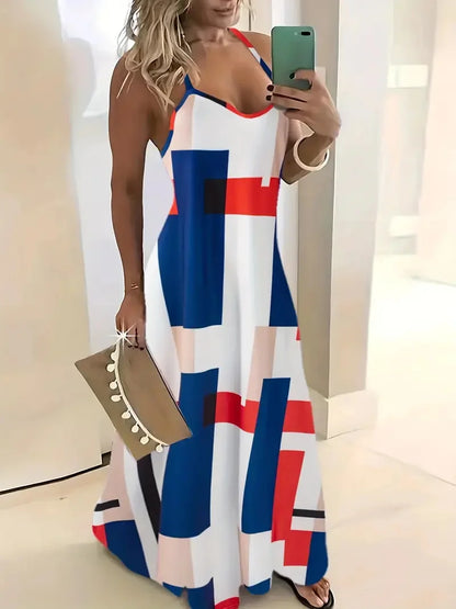Women’s Summer Bohemian Suspender Skirt – A-Line Loose Casual Beach Dress