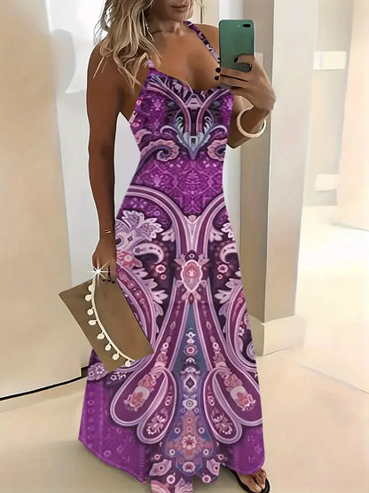 Women’s Summer Bohemian Suspender Skirt – A-Line Loose Casual Beach Dress