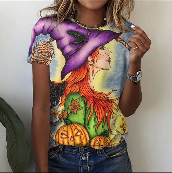 Women’s Cartoon Print T-Shirt – Harajuku Vintage Y2K Short Sleeve Tee