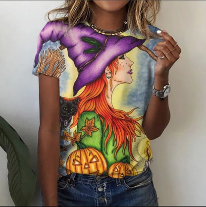 Women’s Cartoon Print T-Shirt – Harajuku Vintage Y2K Short Sleeve Tee