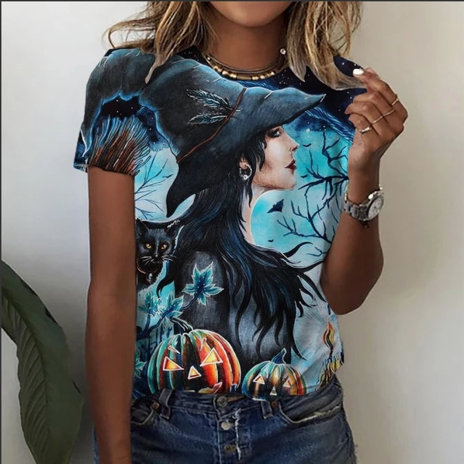 Women’s Cartoon Print T-Shirt – Harajuku Vintage Y2K Short Sleeve Tee