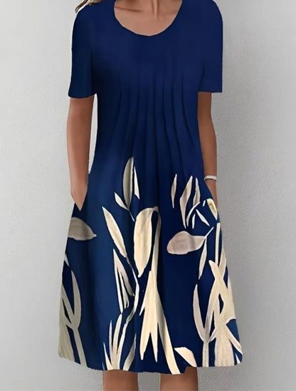 Boho Floral Print Pocket Midi Dress – Casual Summer Dress for Women