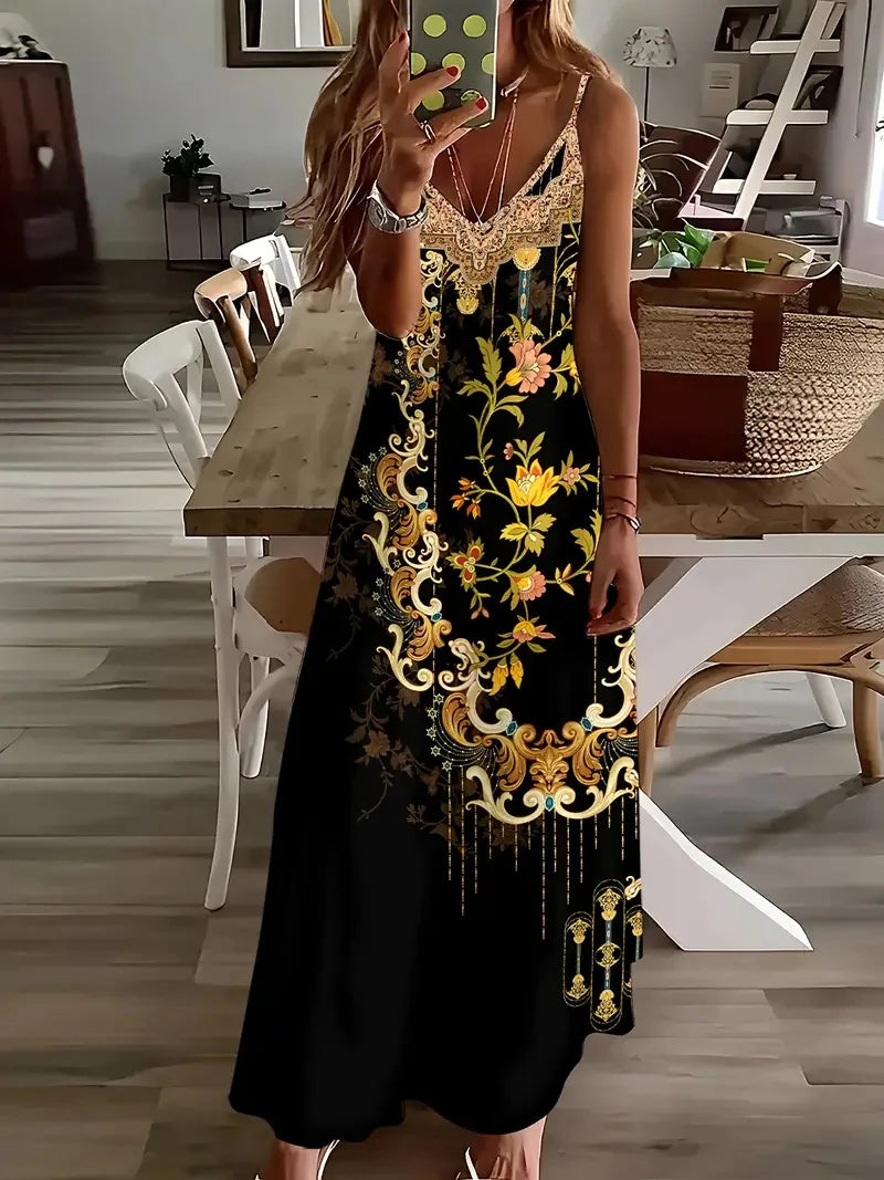 Women’s Summer Bohemian Suspender Skirt – A-Line Loose Casual Beach Dress