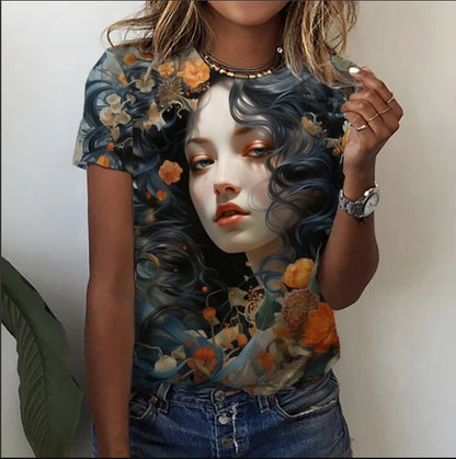Women’s Cartoon Print T-Shirt – Harajuku Vintage Y2K Short Sleeve Tee