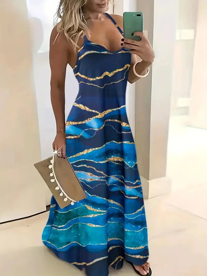Women’s Summer Bohemian Suspender Skirt – A-Line Loose Casual Beach Dress