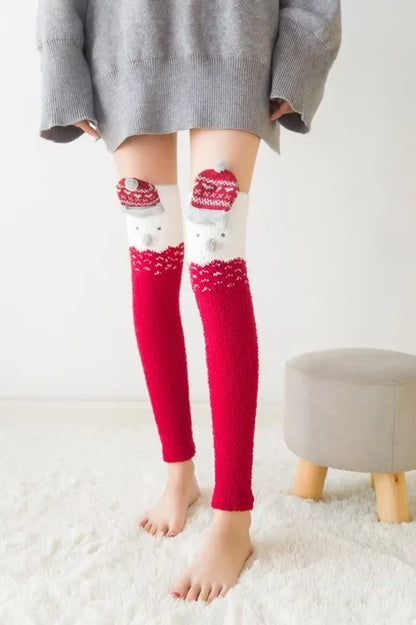 Japanese Mori Girl Knee Socks – Animal Modeling Striped Thigh-High Winter Socks