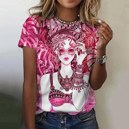 Women’s Cartoon Print T-Shirt – Harajuku Vintage Y2K Short Sleeve Tee