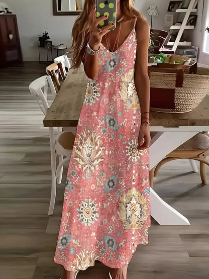 Women’s Summer Bohemian Suspender Skirt – A-Line Loose Casual Beach Dress