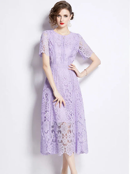 JAMERARY Vintage Lace Hollow-Out Prom Dress – Elegant Summer Slim Fit Long Dress