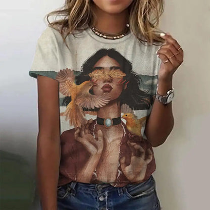 Women’s Cartoon Print T-Shirt – Harajuku Vintage Y2K Short Sleeve Tee