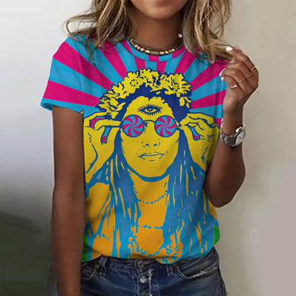 Women’s Cartoon Print T-Shirt – Harajuku Vintage Y2K Short Sleeve Tee