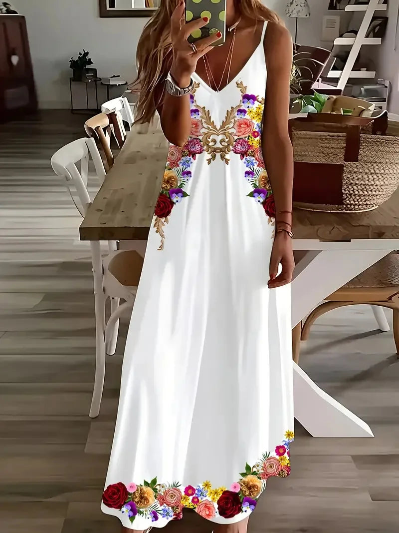 Women’s Summer Bohemian Suspender Skirt – A-Line Loose Casual Beach Dress
