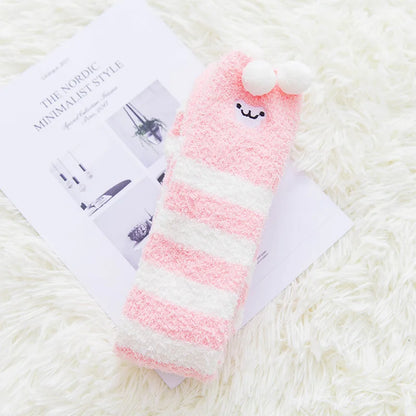 Japanese Mori Girl Knee Socks – Animal Modeling Striped Thigh-High Winter Socks