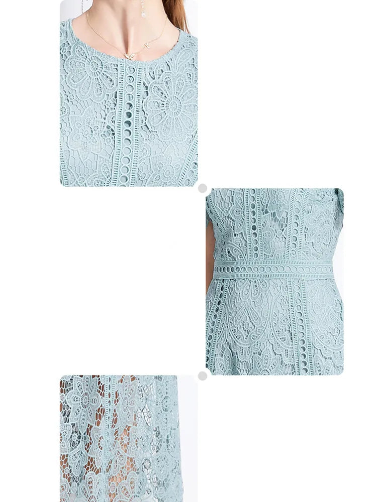 JAMERARY Vintage Lace Hollow-Out Prom Dress – Elegant Summer Slim Fit Long Dress