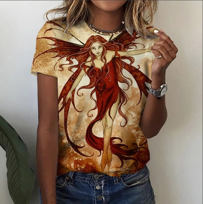 Women’s Cartoon Print T-Shirt – Harajuku Vintage Y2K Short Sleeve Tee