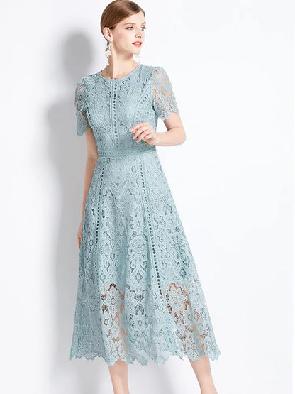 JAMERARY Vintage Lace Hollow-Out Prom Dress – Elegant Summer Slim Fit Long Dress