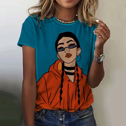 Women’s Cartoon Print T-Shirt – Harajuku Vintage Y2K Short Sleeve Tee