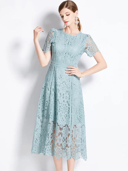 JAMERARY Vintage Lace Hollow-Out Prom Dress – Elegant Summer Slim Fit Long Dress