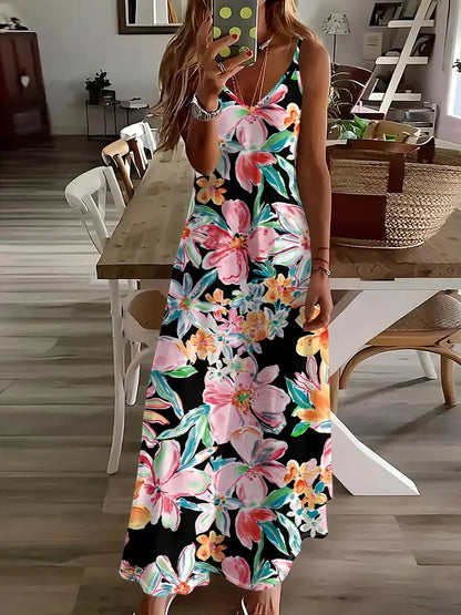 Women’s Summer Bohemian Suspender Skirt – A-Line Loose Casual Beach Dress